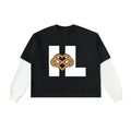 IAL Layered Contrast Sleeve Cotton T-Shirt