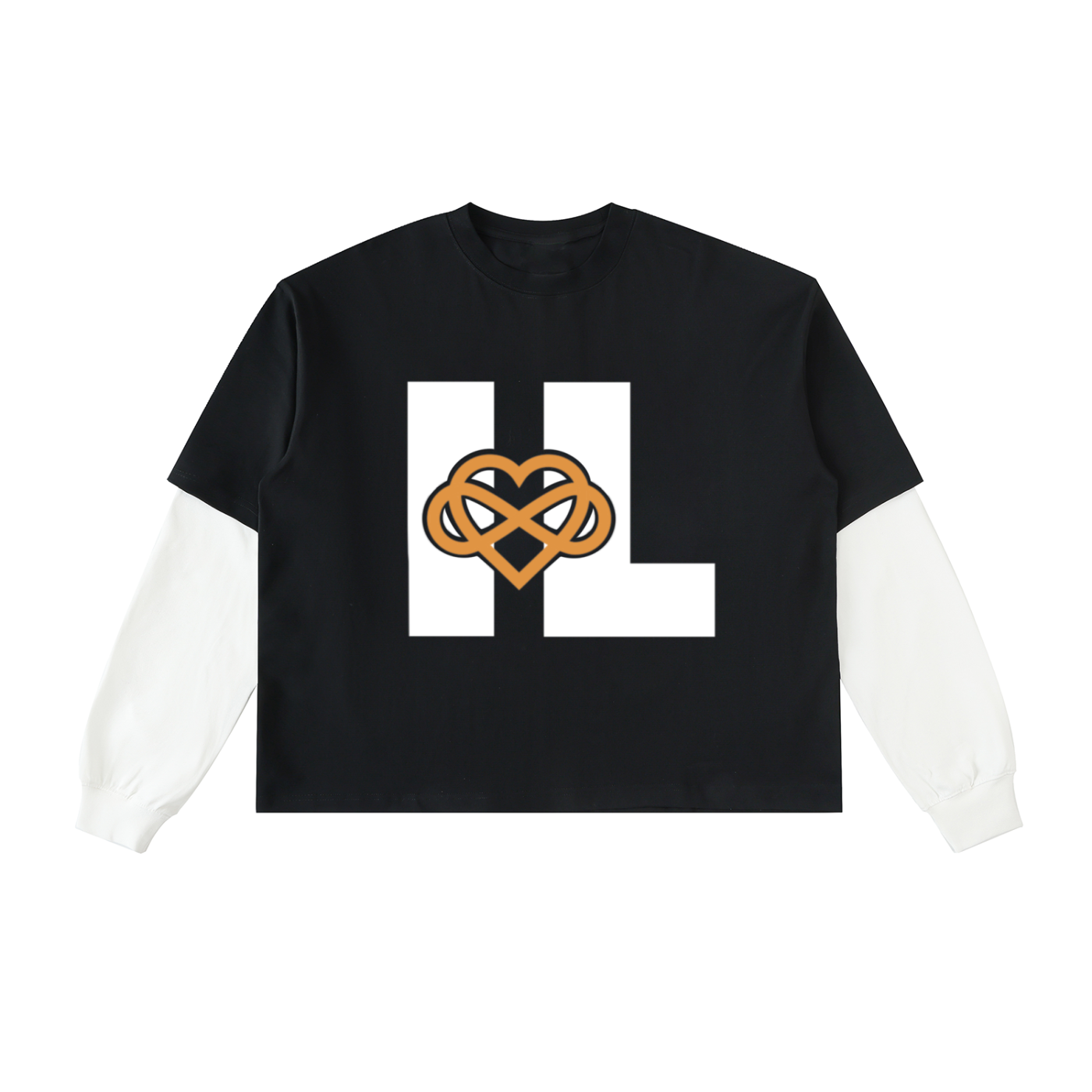 IAL Layered Contrast Sleeve Cotton T-Shirt