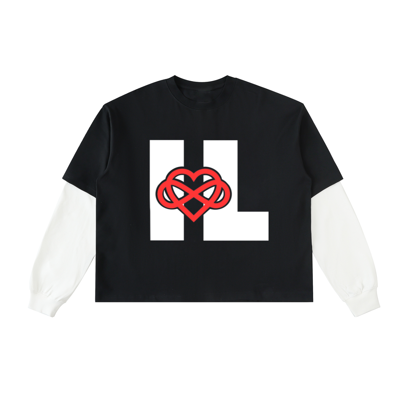 IAL Layered Contrast Sleeve Cotton T-Shirt