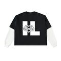 IAL Layered Contrast Sleeve Cotton T-Shirt