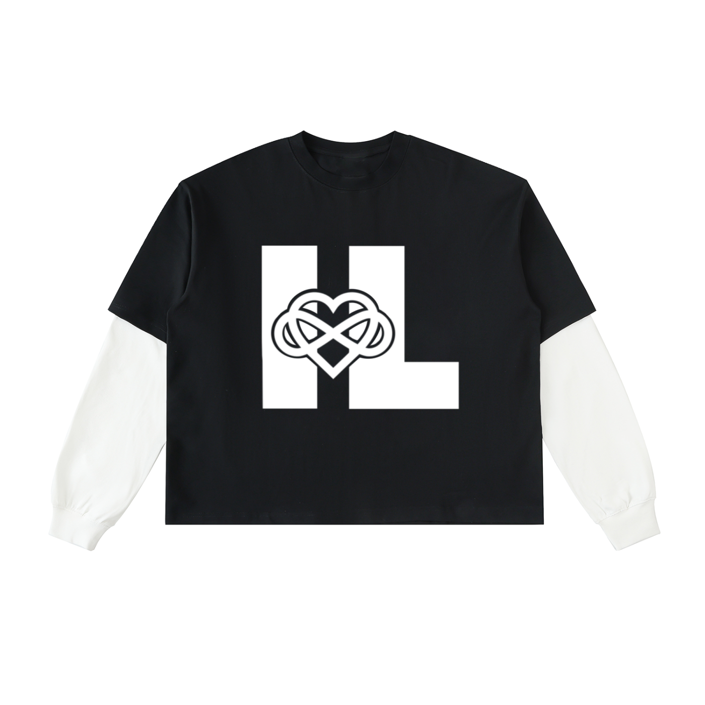 IAL Layered Contrast Sleeve Cotton T-Shirt