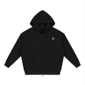Happi Unisex Loose Solid Full Zip Hoodie Black