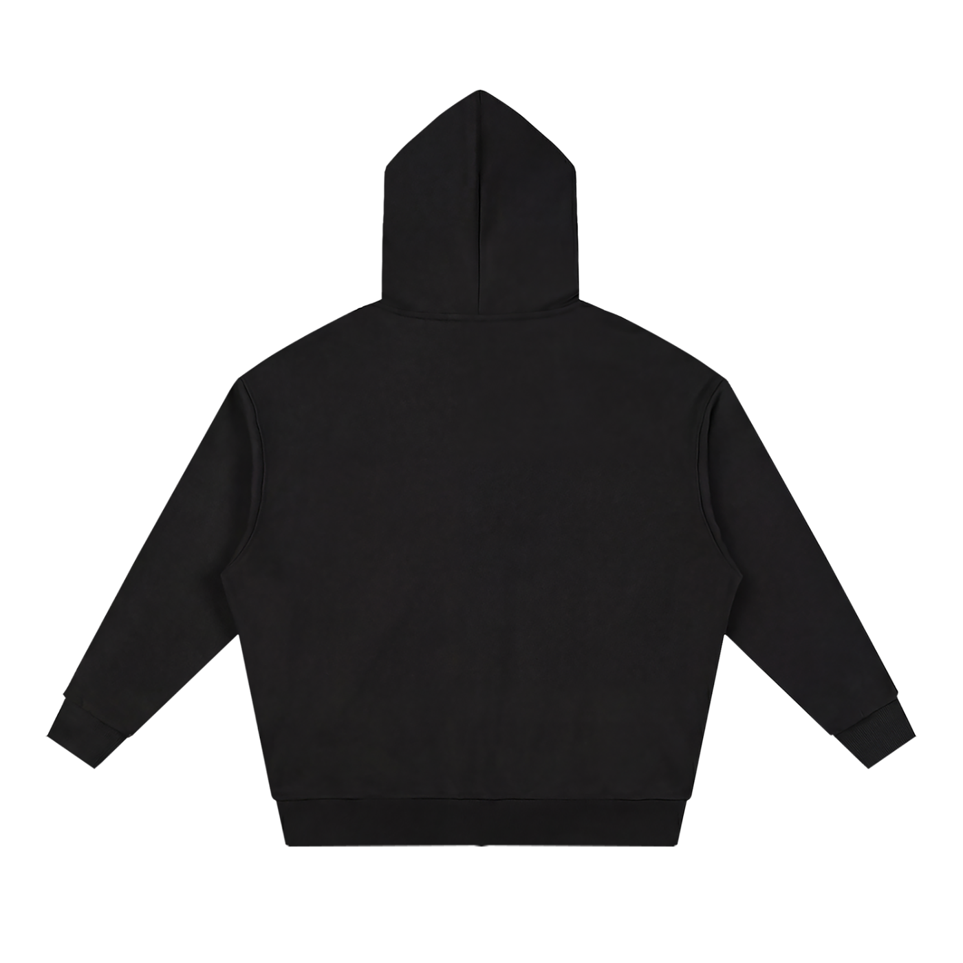 Happi Unisex Loose Solid Full Zip Hoodie Black