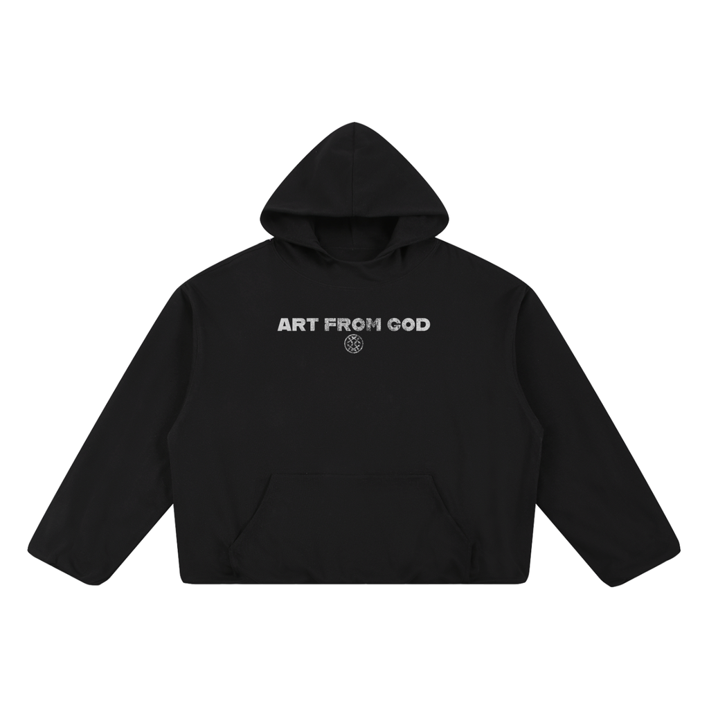 Black Boxy Gather-Hem Hoodie