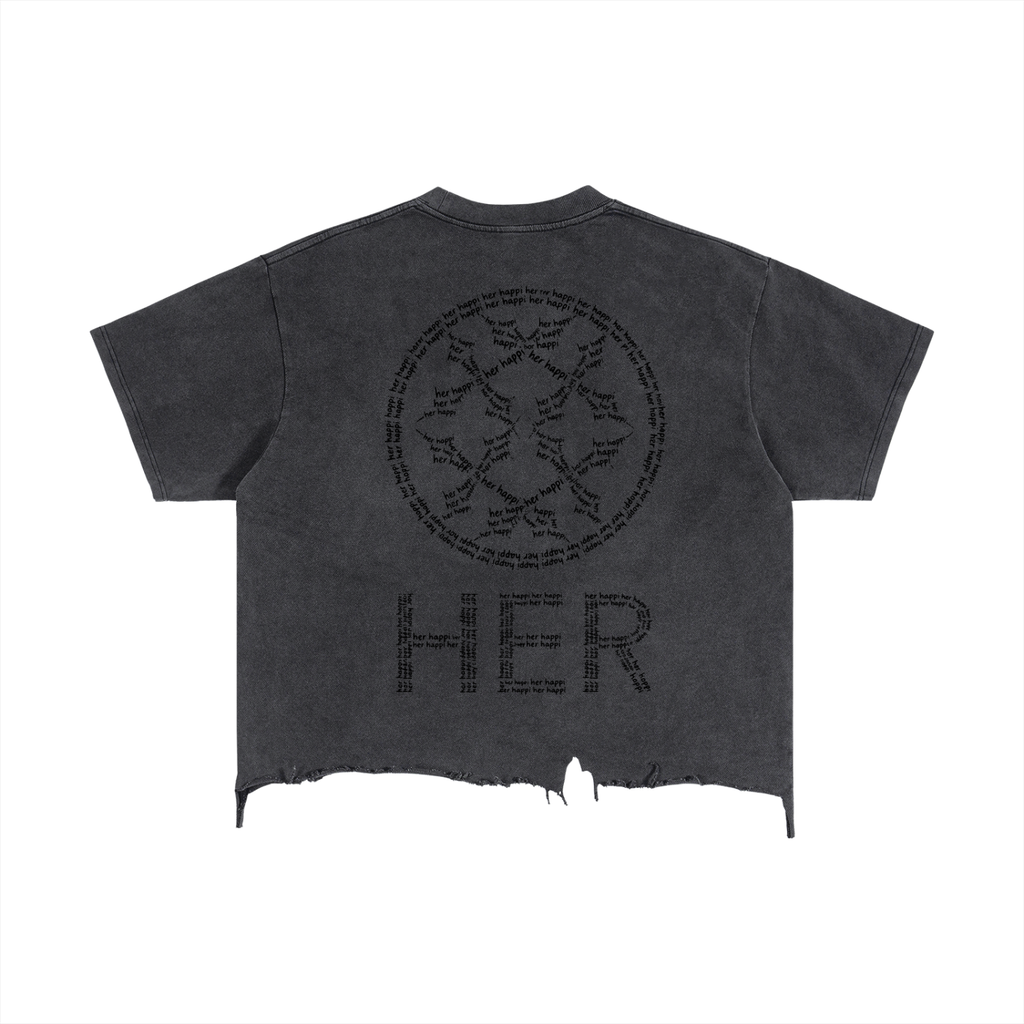 Vintage Wash Boxy Distressed Hem T-Shirt