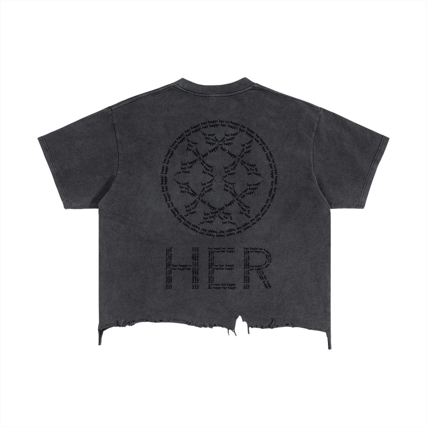 Vintage Wash Boxy Distressed Hem T-Shirt