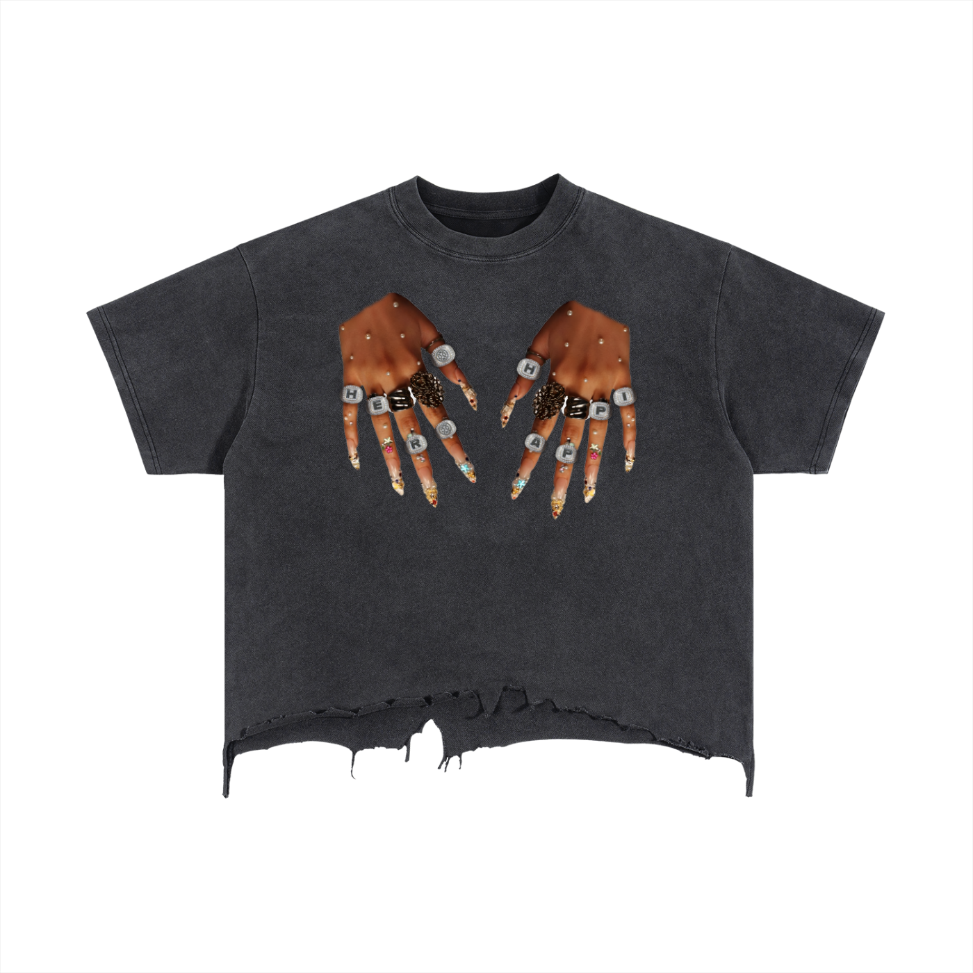 Vintage Wash Boxy Distressed Hem T-Shirt