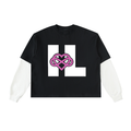 IAL Layered Contrast Sleeve Cotton T-Shirt
