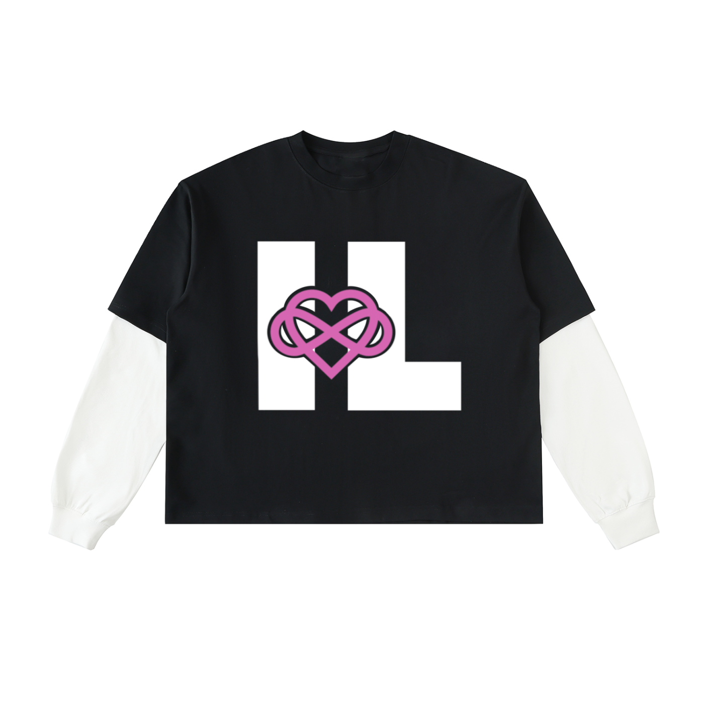 IAL Layered Contrast Sleeve Cotton T-Shirt