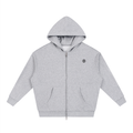 Happi Unisex Loose Solid Full Zip Hoodie Gray