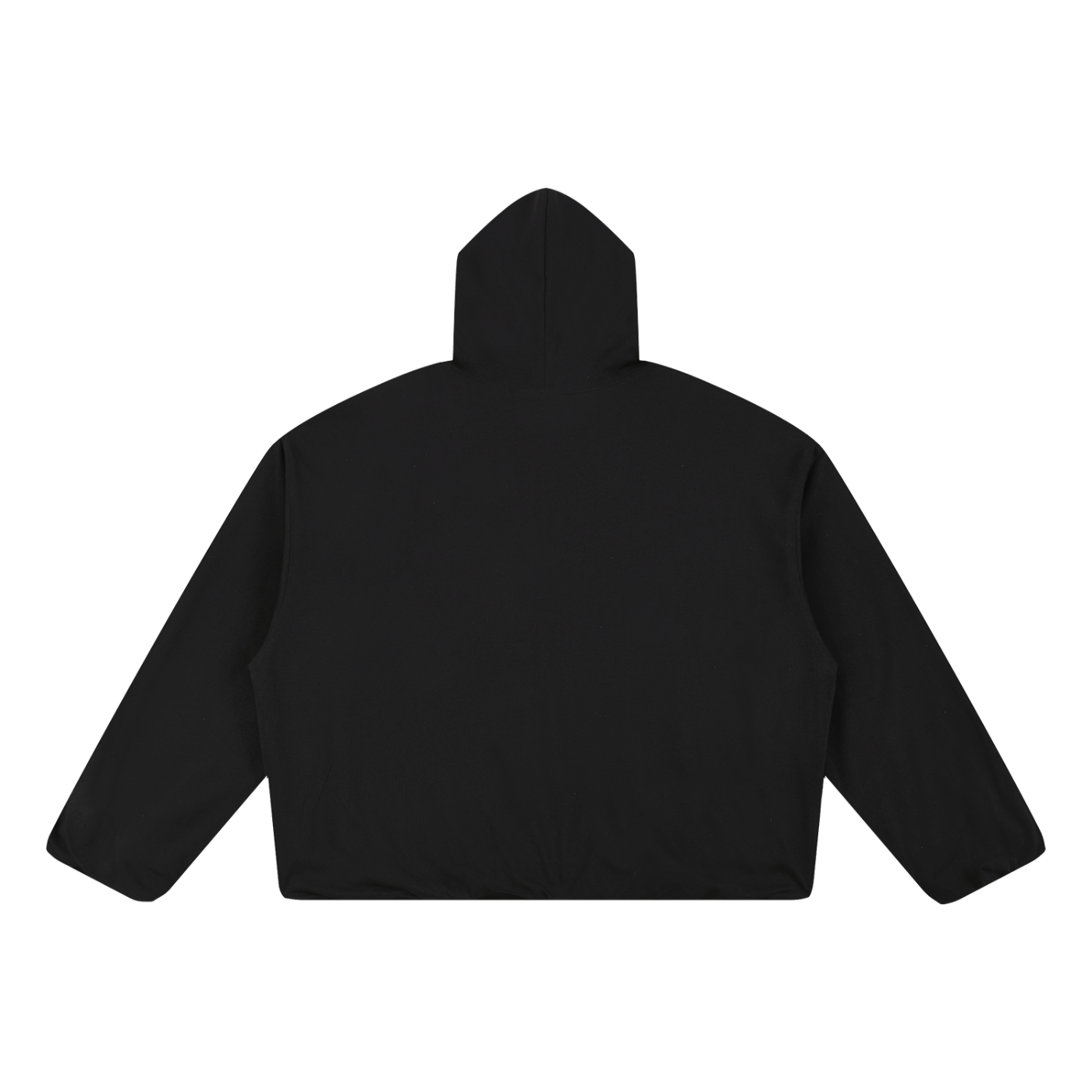 Black Boxy Gather-Hem Hoodie