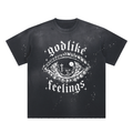 Godlike Feelings Hand-Frayed Sunfade Paint Splatter T-Shirt
