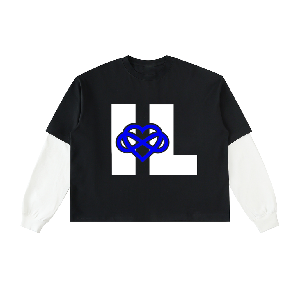 IAL Layered Contrast Sleeve Cotton T-Shirt
