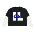 IAL Layered Contrast Sleeve Cotton T-Shirt
