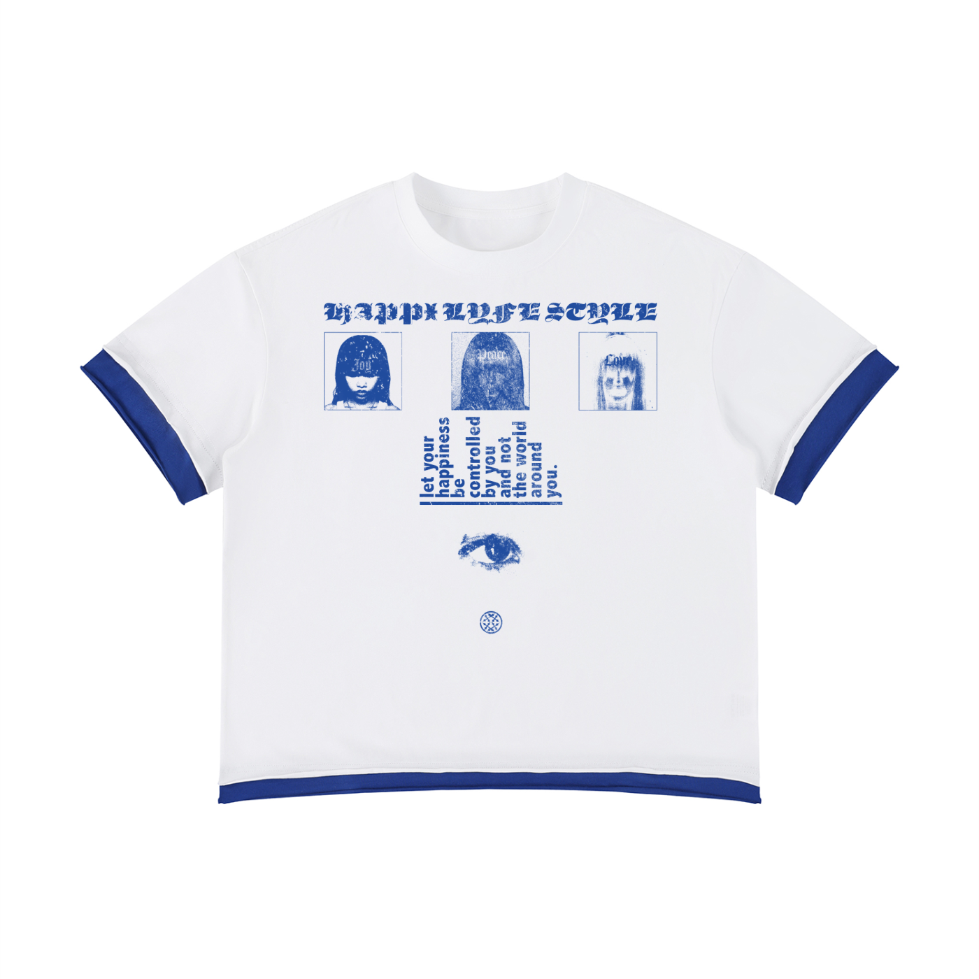 Happi Unisex Boxy Color Block T-Shirt Blue