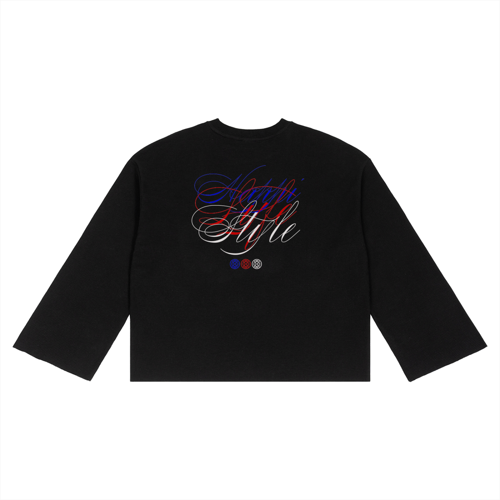 Happi Unisex Waffle Raw Edge T-Shirt Black
